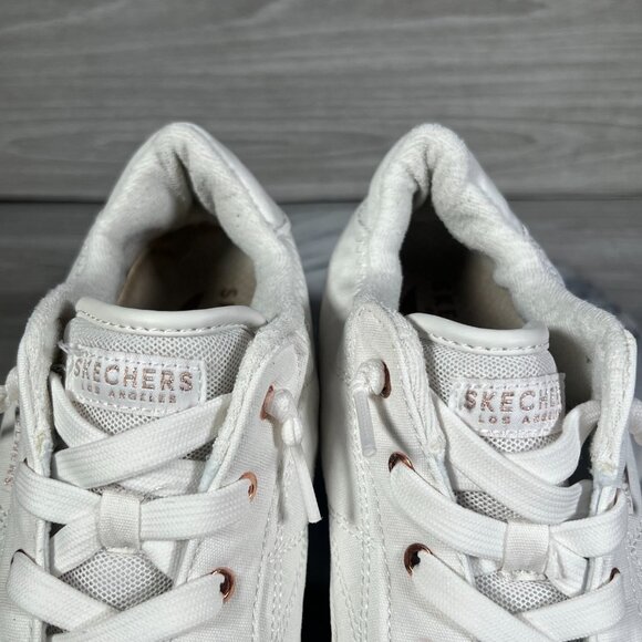 Skechers Arch Fit Arcade Womens 9 Sneakers White Canvas Rose Gold Meet Ya There - Picture 12 of 14